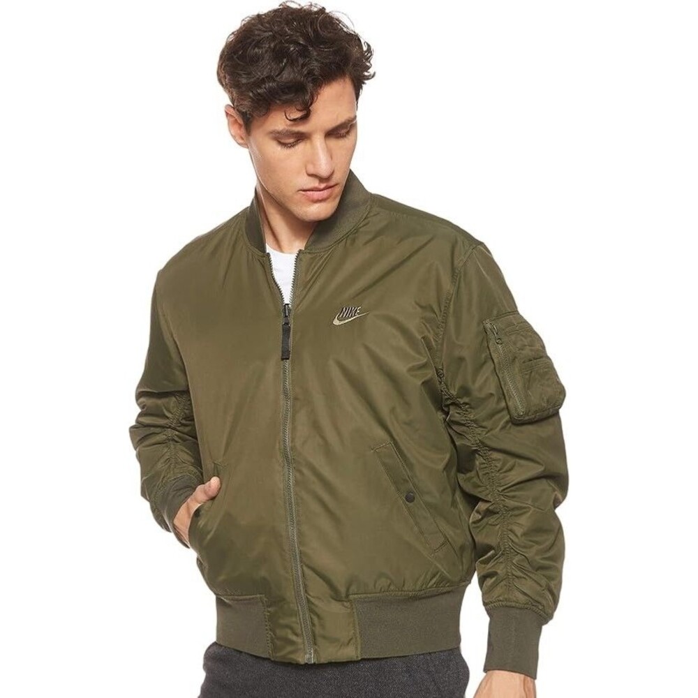 Nike Vintage Rare Tech NSW Bomber Authentic Flight Jacket Army Green Medium